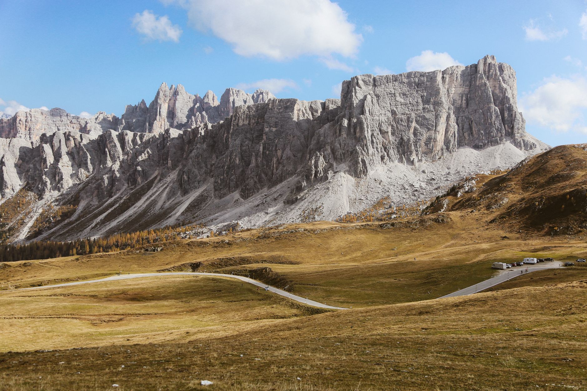 Dramatic view of the Italian Dolomites mountain range